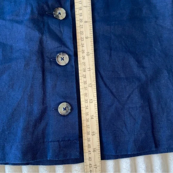 Wilfred Aritzia Linen Skirt Navy Blue Size 6 Button Front Mini Skirt NWTLachlan - Picture 6 of 6